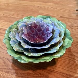 NICOLE MILLER FLORAL SHAPED CACTUS BLOOMS MELAMINE SERVING BOWLS MULTI-COLOR 4PC